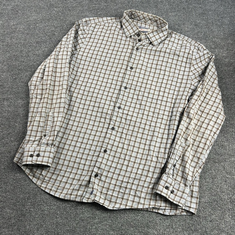 Johnnie-O Shirt Mens XL Gray Plaid Long Sleeve Hangin' Out Button Down Cotton